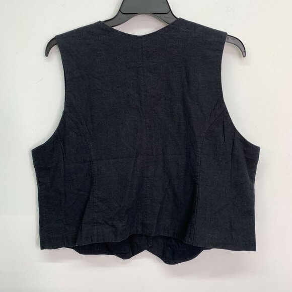 Express Women's Vest XXL Classic Fit V-Neck Button Up Linen Vest Black Size XXL - Picture 2 of 7